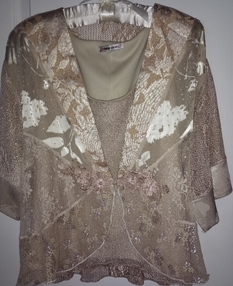 SPENCER ALEXIS 2PC CREAM BEIGE & GOLD METALIC